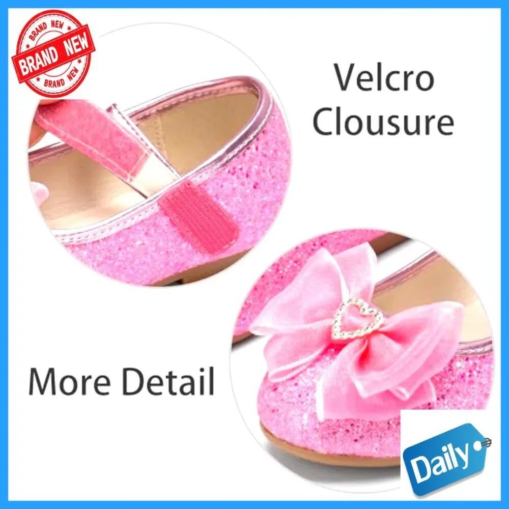 Toddler Girls Glitter Mary Jane Ballet Flats for Dress Occasions
